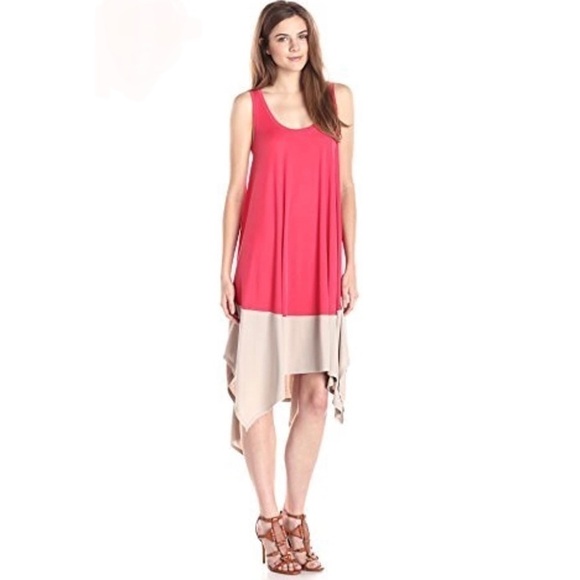 BCBGMaxAzria Mylene Handkerchief Hem Midi Dress in Berry - Picture 1 of 5